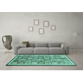 thumbnail image 3 of Ahgly Company Machine Washable Indoor Round Abstract Turquoise Blue Modern Area Rugs, 3' Round, 3 of 4