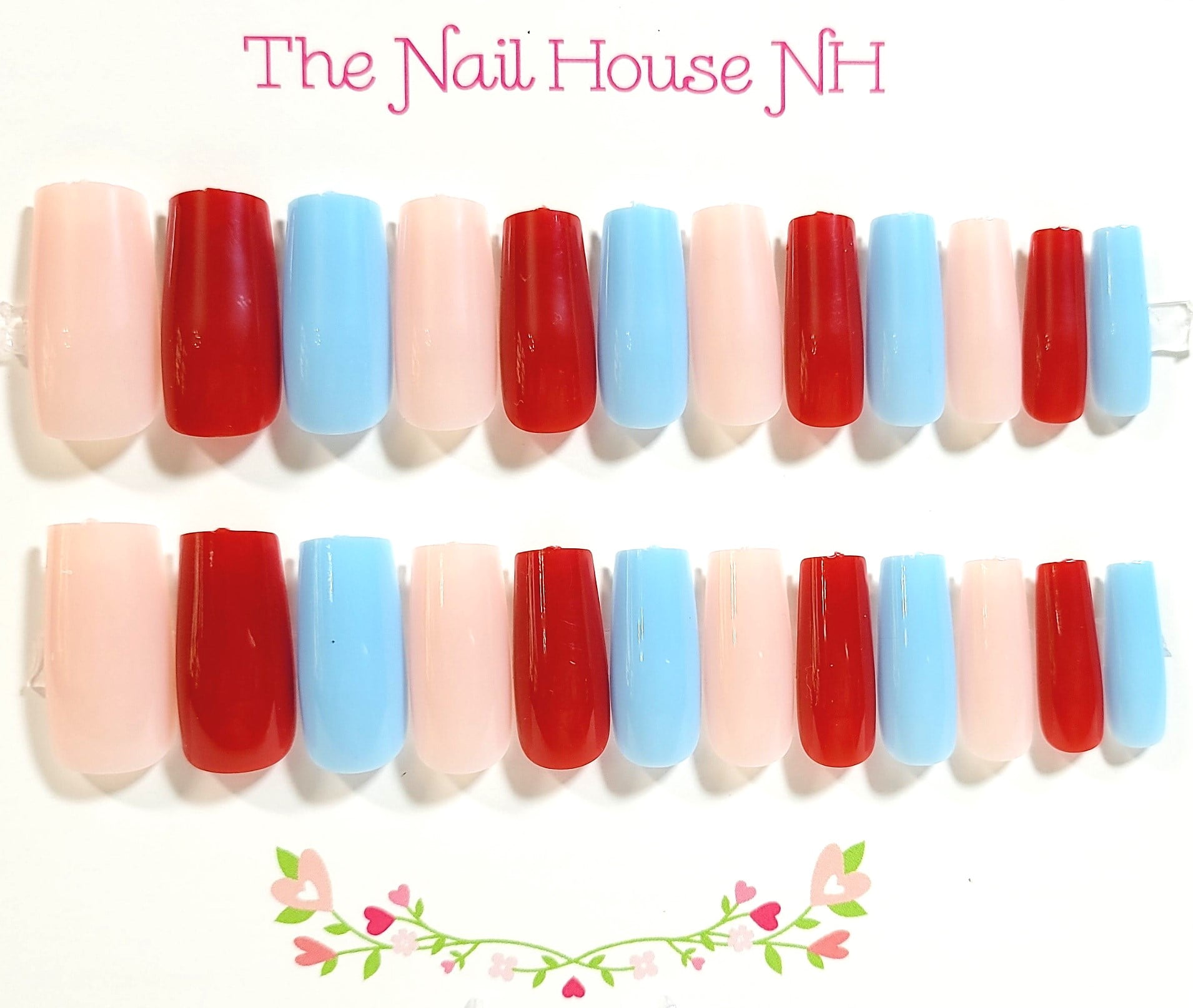 Press On Nails and Fingerless Glove Gift Set -Turquoise Red