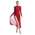thumbnail image 3 of Zaldita Women Rhinestone Long Lyrical Dancewear Long Sleeve Flowy Overlay Dress Maxi Long Dress Burgundy S, 3 of 7