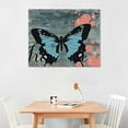 thumbnail image 2 of Nawypu  Teal Butterfly Canvas Wall Art Love Laugh Live Sign Painting Picture Gray Print Artwork for Bedroom Living Room Bathroom Decoration Framed Ready to Hang, 2 of 6