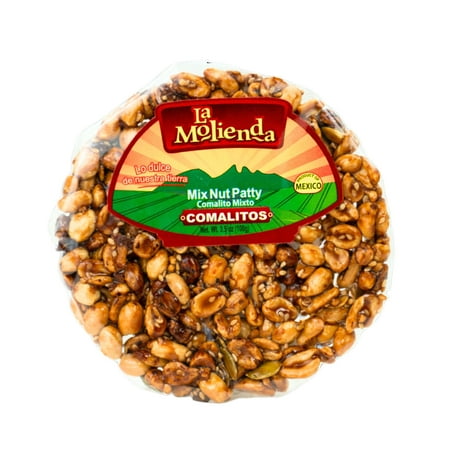 La Molienda Comalito Mixed Patty, Mexican Sweet Candy with Mixed Nuts & Caramel, 3.5 oz