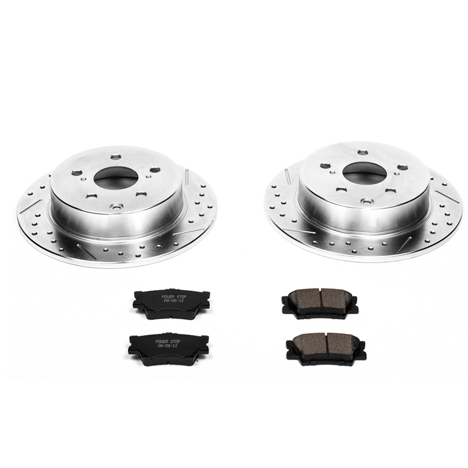 PowerStop Rear Z23 Evolution Sport Carbon-Fiber Ceramic Brake Pad and Drilled & Slotted Rotor Kit Fits: PONTIAC TOYOTA Select Models K4670