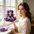 thumbnail image 3 of DIY Rose Fairy Crochet Doll Kit Complete Knitting Craft Pack For Handmade Doll Ornament Making(Purple-25x21x8cm), 3 of 3