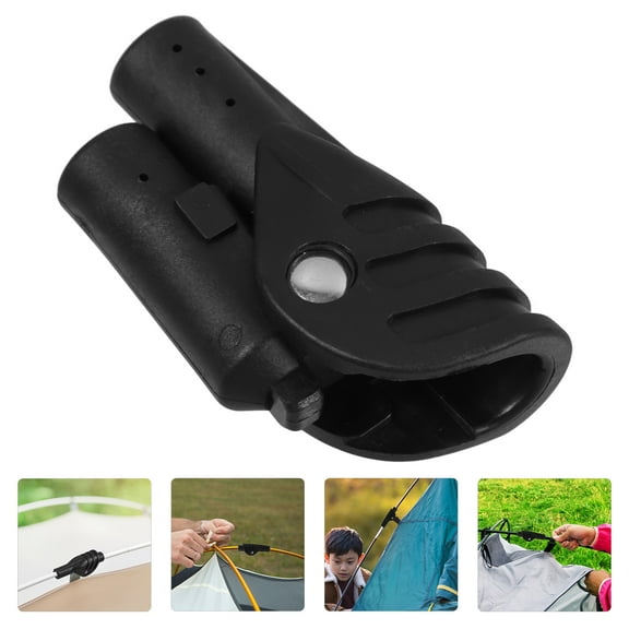 Amosfun Black Folding Tent Pole Connector with Groove for Secure Support and Easy Tightening, Camping Tent Accessory