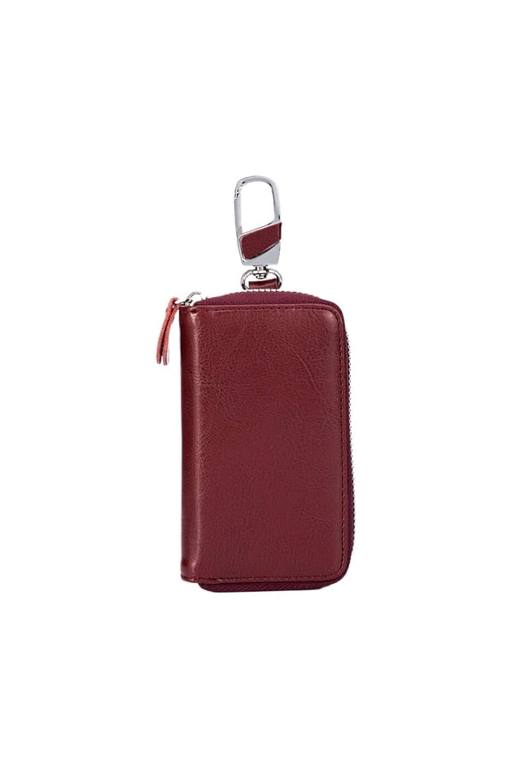 Large Leather Key Case Wallet with 12 Hooks & Keychain, Zipper Closure for Home & Car Keys, Leather Key Holder, Multicolor Leather Key Organizer, by Honglin
