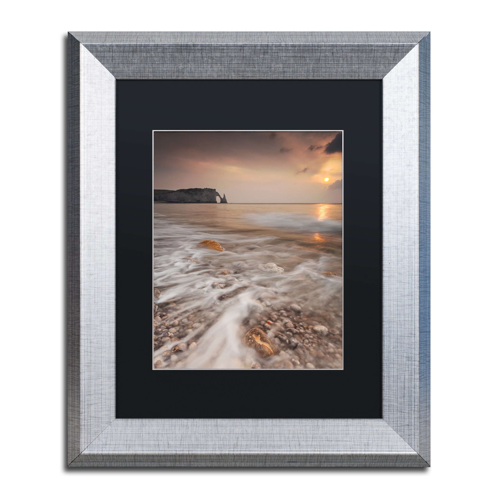 Trademark Fine Art "Etretat" Canvas Art by Mathieu Rivrin Black Matte, Silver Frame