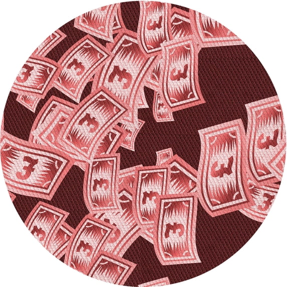 Ahgly Company Machine Washable Indoor Round Transitional Pastel Pink Area Rugs, 7' Round