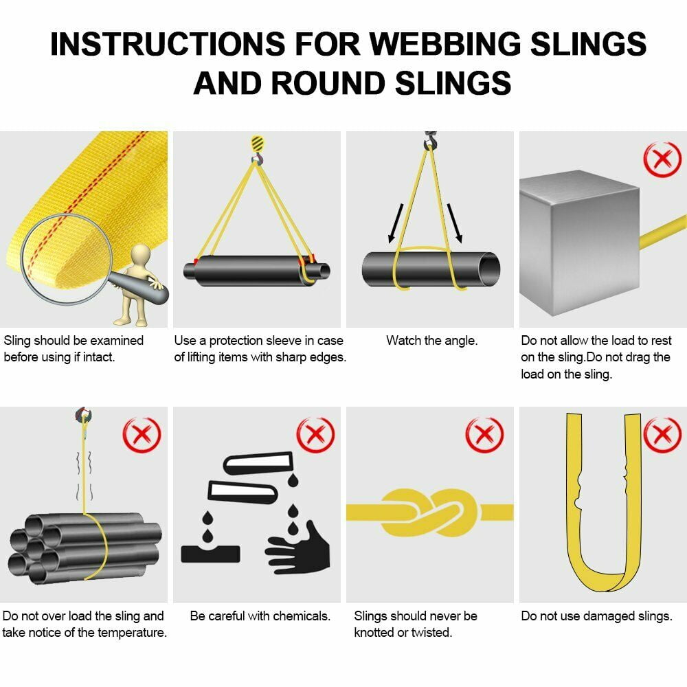 2" x 6FT Nylon Eye&Eye Web Lifting Sling Flat Loops Rigging Towing Hoist Straps 