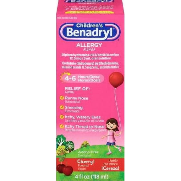 3 Pack - Benadryl Allergy Liquid Cherry For Children 4 oz
