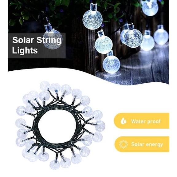 Perfect Holiday 30 LED Solar String Lights,Waterproof with Bubble Design Bulbs for Outdoor Home decor, Christmas, Parties, Garden - White