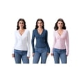 thumbnail image 3 of Michellecmm Women's Spring Slim Fit Tops Solid Color Long Sleeve Wrap V-Neck T-Shirt Streetwear(S,M,L,XL), 3 of 8
