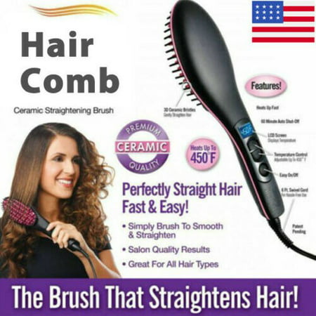Simply Straight Electric Digital Hair Straightener Comb Straightening Brush with Security Certificate,Straighting Brush Hair Styling ,Anti-Scald Massage Straightening