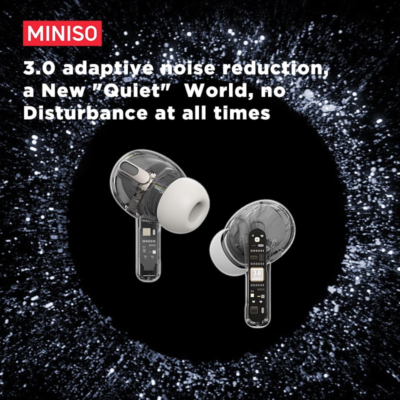 MINISO MS106 Wireless Bluetooth 6.0 In-Ear Earbuds, AI Translator, Noise-Cancelling Headphones, 130+ Languages, 28H,Black + Earbud Case