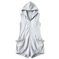 thumbnail image 7 of Ounisa Women's Solid Hooded Zip Sleeveless Short Jumpsuit Romper Soft Breathable Lightweight Casual Summer Cover Up, 7 of 7