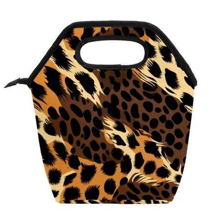 

itdsatrgt Insulated Lunch Bag Thermal Lunch Cooler Animal Leopard Color Pattern
