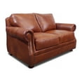 thumbnail image 5 of Bowery Hill Traditional Leather Loveseat with Nailhead Details in Brown, 5 of 6