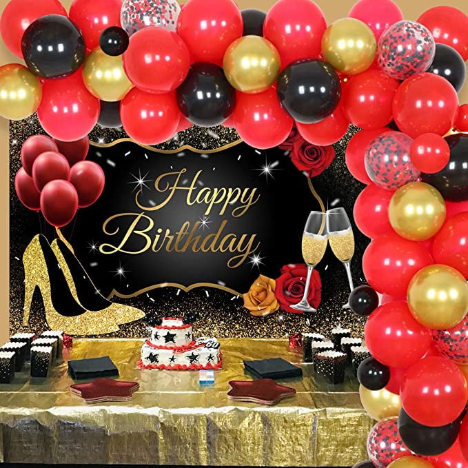 donderdag Op het randje toevoegen Birthday Decorations for Women Red Black and Gold High Heels Backdrop Balloon  Arch Kit Red and Black for 30th 40th 50th 60th - Walmart.com