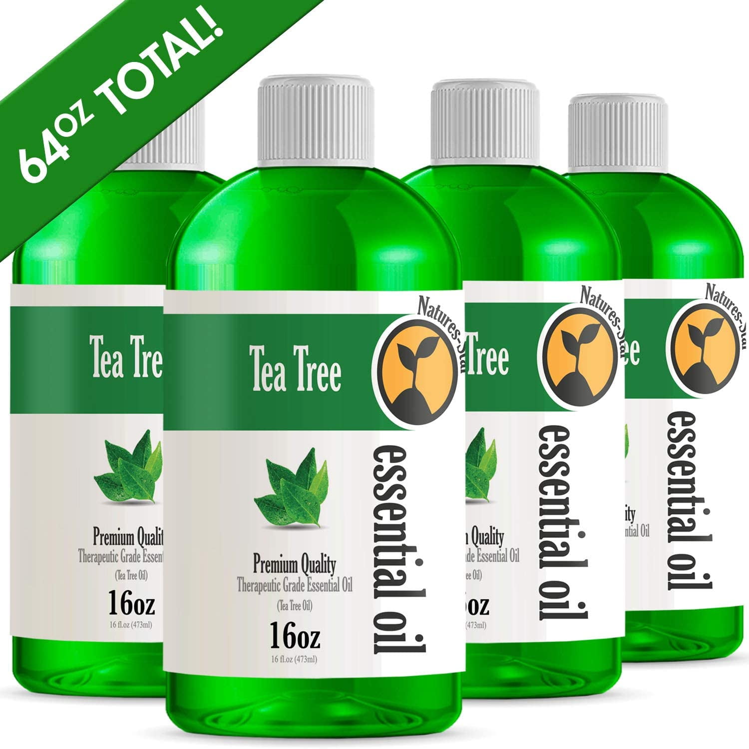 4 Pack Bulk Size Tea Tree Essential Oil (64 Ounce Total