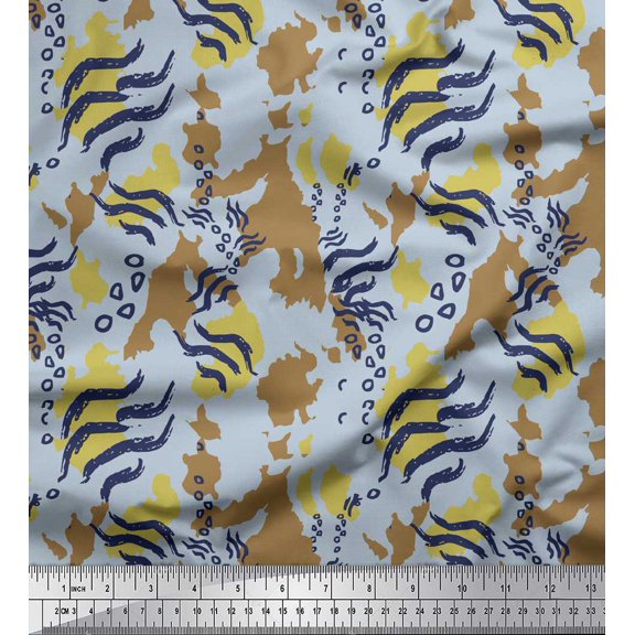 Soimoi Brown Cotton Poplin Fabric Leopard & Wild Animal Skin Printed Fabric 1 Yard 42 Inch Wide