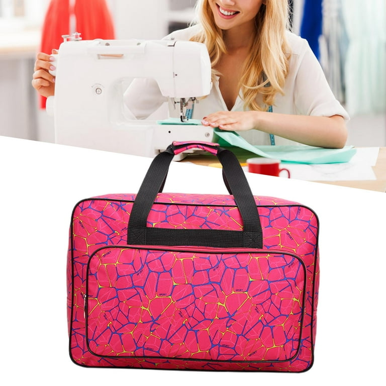 Abbraccia Rose Red Sewing Machine Carrying Case,Universal Nylon Carry Tote  Bag,Portable Padded Storage Dust Cover with Pockets for Sewing Machine 