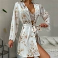 thumbnail image 6 of Puliio Robes For Women Satin Lace Sexy Cardigan Bathrobe Robe Soft Cozy Nightgown,Size S, 6 of 8