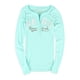 thumbnail image 2 of Aeropostale Curved NY Henley Shirt para mujer, azul, pequeño Aeropostale henley, 2 of 2