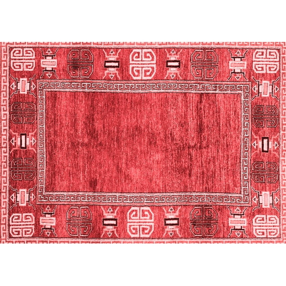 Ahgly Company Machine Washable Indoor Rectangle Oriental Red Modern Area Rugs, 7' x 9'