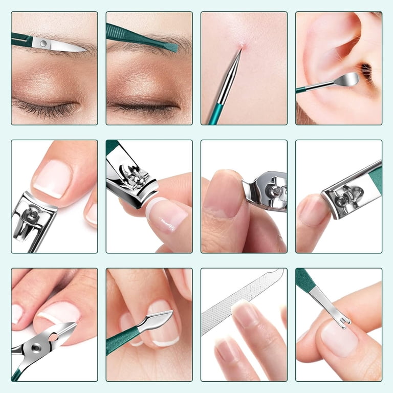 DUAIU 12-Piece Nail Care Kit, Green Travel Case photo 4