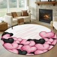 thumbnail image 2 of Valentine's Day Washable Round Area Rug 7 ft, Romantic Pink Black Love Heart Balloons Pink, Soft Non Slip Rugs Stain Repellent Indoor Felt Carpet for Living Dining Room Bedroom Home Office, 2 of 9