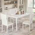 thumbnail image 2 of Lamerge 5 Piece Dining Table Set for 4, Faux Marble Kitchen Table with 4 PU Leather Chairs, Modern 4 Person Dining Room Sets for Small Space, Living Room, Apartment, White, 2 of 8