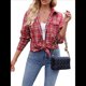 thumbnail image 1 of Camisas Clásicas de Franela A Cuadros con Botones para Mujer, Blusas Informales Extragrandes de Larga para Negocios. Rojo y XL, 1 of 10