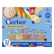 (2 pack) Gerber 2nd Foods Fruit & Cereal Puree Favorites Baby Food, Variety Pack, 4 oz Tubs (32 Pack)