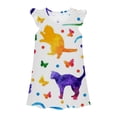 thumbnail image 1 of Robes Décontractées pour Filles Juniors Imprimé Chat Col Rond Manches Volantes Robe Princesse Mode Mignonne Tenue de Vacances, Blanc, 8-9 Ans, 1 of 2