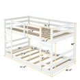 thumbnail image 2 of Harper & Bright Designs Low Bunk Bed Twin over Twin, Wooden Floor Bunk Bed with Ladder, Twin Bunk Bed with Full Guardrails, White, 2 of 9