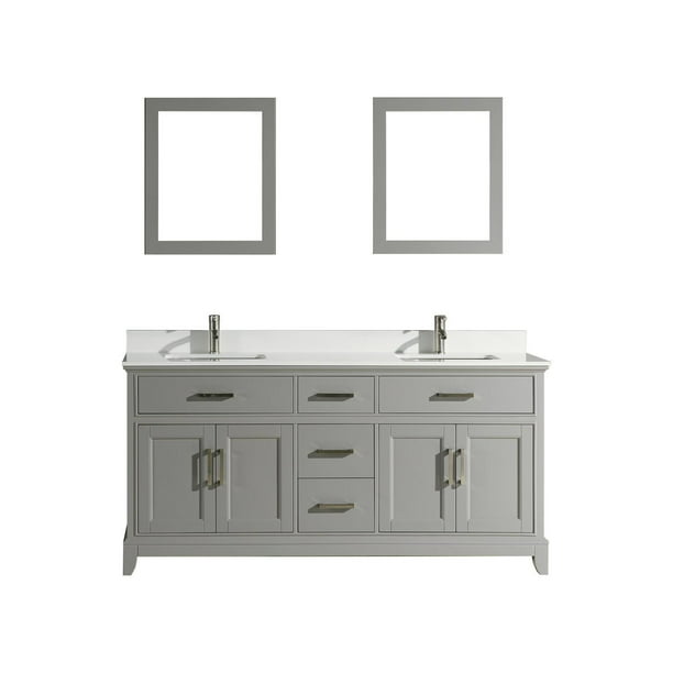 Vanity Art 72 Inch Double Sink Bathroom, 72 Inch White Vanity With Quartz Top