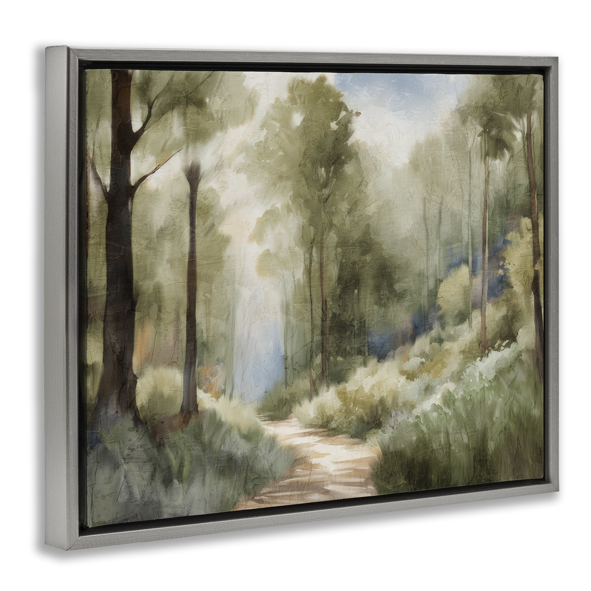 Hazy Atmospheric Walk Gray Framed Floater Canvas Wall Art, design by Kim Allen