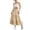 Khaki, variant on Petite Fit Casual Cotton Linen Layered Pleated Skirt Fashionable Summer Dress Purple 140
