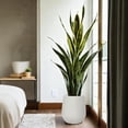 thumbnail image 6 of STONE LITE 16.9 Inch Round Tapered Off-White Plastic Plant Pot with Drainage Hole and Plug, 6 of 9