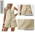thumbnail image 4 of SHIBEVER Lounge Sets for Women Summer Sleeveless Casual 2 Piece Sets for Womens V Neck Button-Down Tank with Pockets and Apricot Shorts Outfits Sets XL, 4 of 7