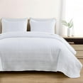 thumbnail image 2 of Chezmoi Collection Kingston King Size Bedspread Set, 3-Piece White Oversized Quilted Microfiber Lightweight Bedspread Coverlet (118"x106"), 2 of 9