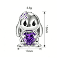 thumbnail image 3 of 925 Sterling Silver Rabbit Embraces Heart Gemstone Charm Beads For Bracelets & Bangle Pendant Jewelry, 3 of 3