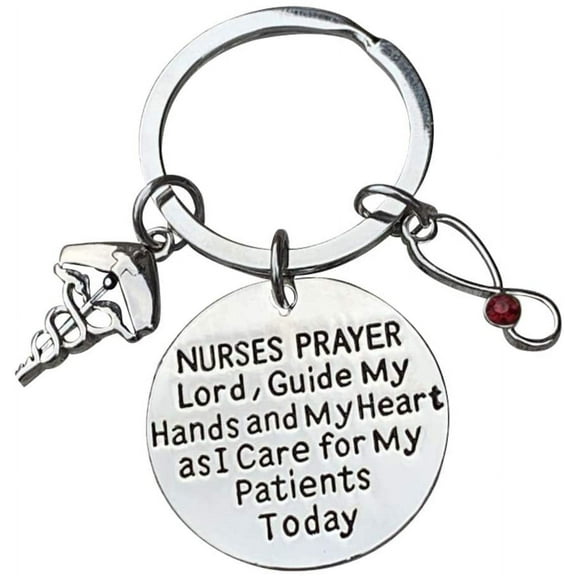 Infinity Collection Nurse Keychain with Birthstone Charm, Nurse Gift, Nurse Prayer Keychain, Nursing Keychain makes Perfect Nurses Gift (January)