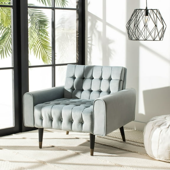 SAFAVIEH Amaris Mid-Century Modern Tufted Accent Chair, Slate Blue