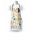 thumbnail image 3 of Alphabet Apron, Funny Letters with Various Shapes Flowers Animals Vegetables and Faces, Unisex Kitchen Bib with Adjustable Neck for Cooking Gardening, Adult Size, Multicolor, by Ambesonne, 3 of 4