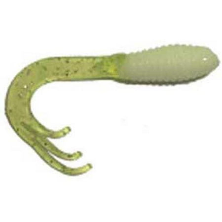 BIG BITE BAITS, INC. Big Bite Triple Tip Grub 2' 10ct White/Chartreuse Shiner (Best Bait For Tip Ups)