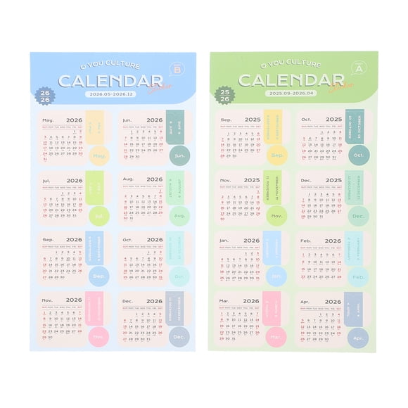 2 hojas de pegatinas para calendario 2026 - Planificador mensual - Separadores adhesivos - Etiquetas mensuales y semanales para cuaderno o diario