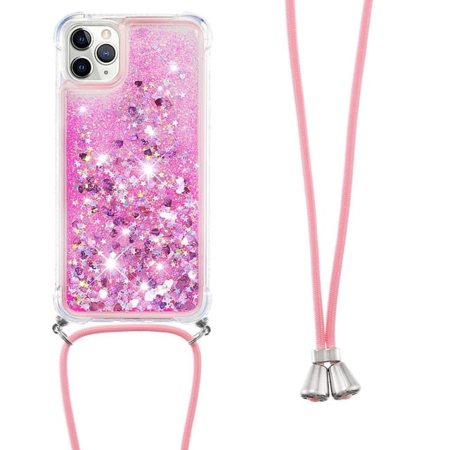 Funda FOXDOCK para iPhone 11 Pro Max con Cuerda Ajustable, Brillo Líquido, Protección Antigolpes y Lente – Ideal para Regalo