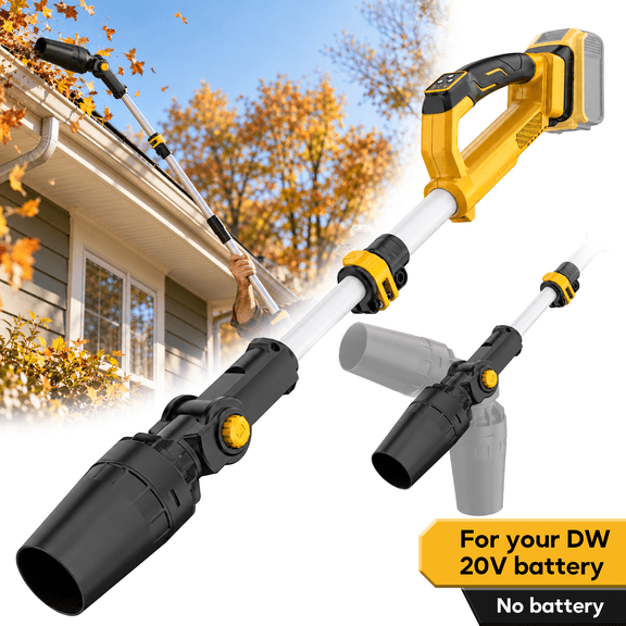 Cordless Leaf Blower for DeWalt 20V Max Battery , 31000 RPM Brushless Motor, 60° Adjustable Head, Telescopic Pole up to 36 Inches, 3-Speed, Lock-On Switch (Bare Tool)