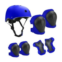 yotijay 7 Pieces Kids Helmet Protection Gear Set Hand Elbow Knee Pads Teens Children Skateboard Helmet for Bike Riding Sports Blue