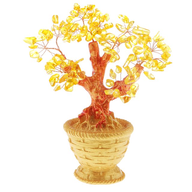 Estatuilla de árbol de dinero de cristal Multicolor Sunnimix 7 pulgadas